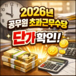 2026년 공무원 초과근무수당 단가표 알아보기 대표 썸네일