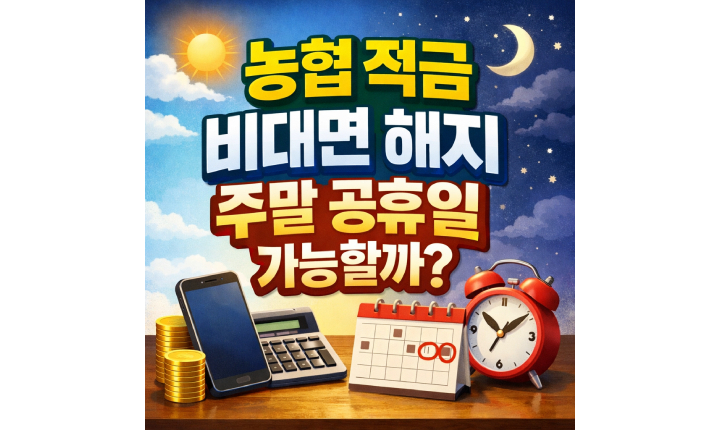 Read more about the article 농협 적금 비대면 해지! 주말 공휴일에도 되나요?