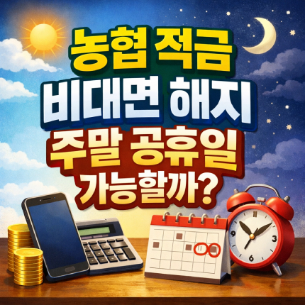 농협 적금 비대면 해지 주말 공휴일에도 되나요 썸네일