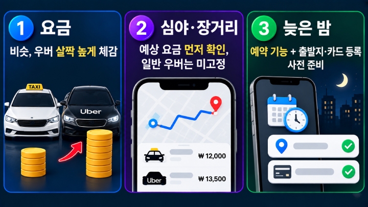 우버 요금 카카오택시 비교 확정요금 차이 정리 사진